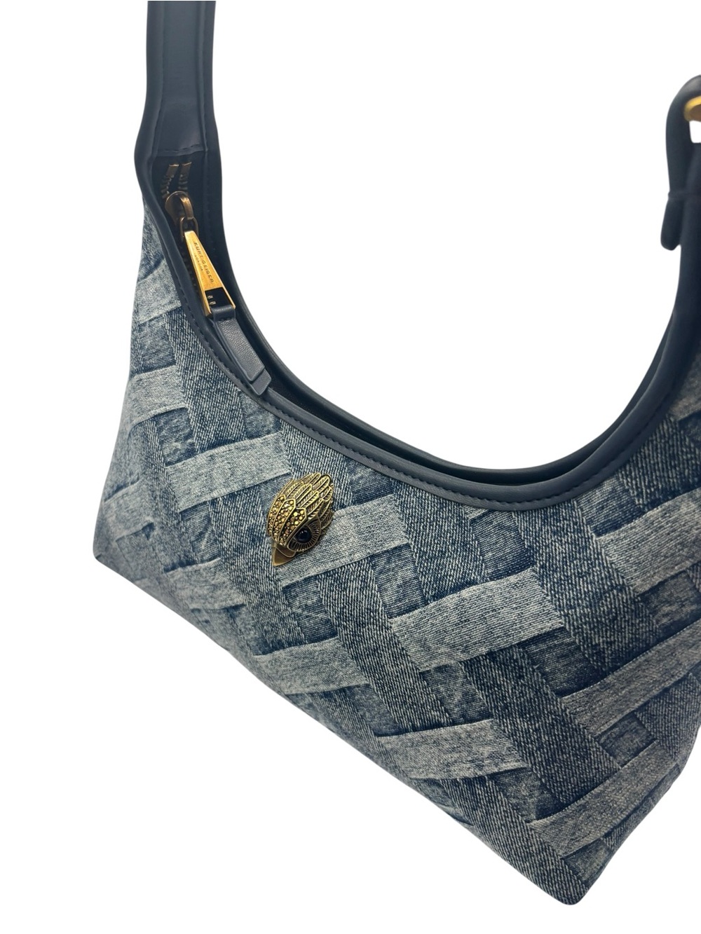 KURT GEIGER London Kensington Denim Weave Print Shoulder Bag w/ Dust Bag - Picture 6 of 16